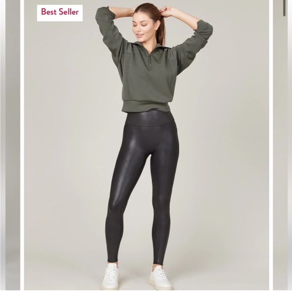 SPANX Pants - SPANX High Rise Faux Leather Coated Leggings Black Size Small